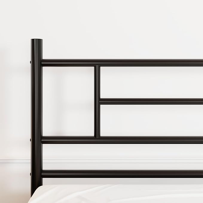 SHA CERLIN 14 Inch Twin Size Metal Bed Frame with Iron-Art Headboard and Footboard,Under Bed Storage Space,Platform Bed with Metal Slats Support,Easy Assembly,Noise Free,No Box Spring Needed,Black