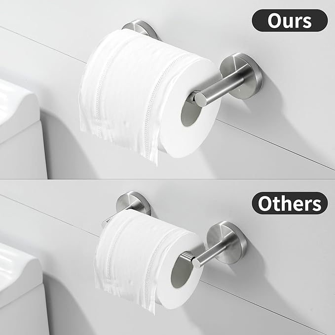 Brushed Nickel Toilet Paper Holder Towel Ring, Hand Towel Holder and Toilet Roll Holder Double Post Pivoting Bathroom Accessories Wall Mounted Bathroom Hardware Set Stainless Steel, 2 Pieces