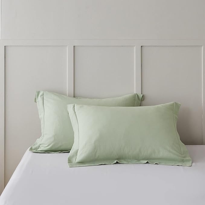 Simple&Opulence French Linen Duvet Cover Set 88" x 92"- 3 Pieces (1 Comforter Cover,2 Pillowcases)- Natural Flax Cotton Blend-Solid Color Breathable Farmhouse Bedding-Mint Green, Queen