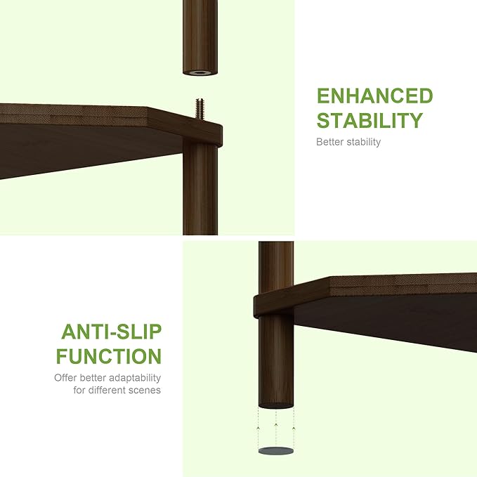 Wisuce Corner Shelf Stand - 3 Tier Bamboo Small Corner Bookshelf, Brown (Color Issue Fixed), for Office Kitchen Bedroom Plant Stand Living Room Decor Small Space