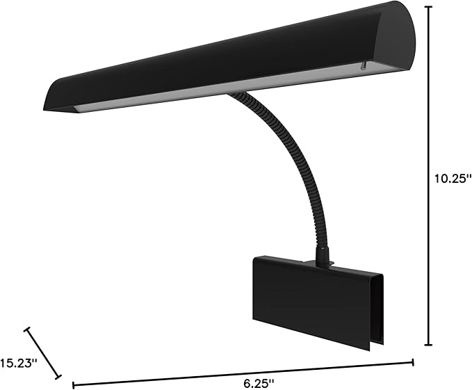 Cocoweb 14" Grand Piano Lamp, LED, Adjustable, Quality Lighting in Black, with Plug-in Adapter - GPLED14-7D