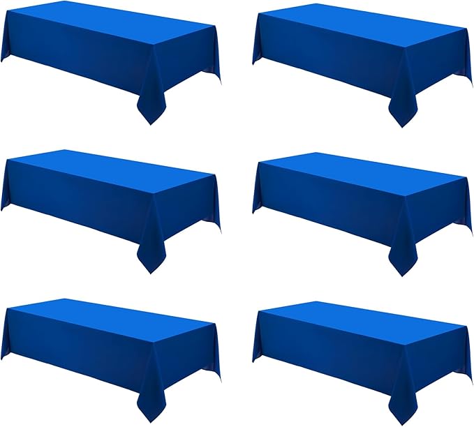 Rectangle Tablecloths 90x132 Inch 6 Pack Royal Blue Tablecloth for 6ft Washable Decorative Linen Polyester Table Cloths for 8ft Dining Table Banquets Buffet Parties and Wedding