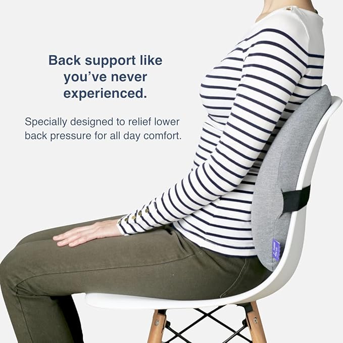 C CUSHION LAB Extra Dense Lumbar Pillow - Patented Ergonomic Multi-Region Firm Back Support for Lower Back Pain Relief - Lumbar Support Cushion with Strap for Office Chair, Car, Sofa, Plane - Black