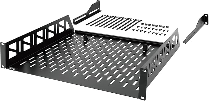 Tecmojo 2U Rack Shelf,19 inch Server Rack Shelf 16 inch Depth,Weight Capacity 110Lbs/50kg,Rack Mount Shelf for 19" Network Racks & Cabinets,with Complete Accessories