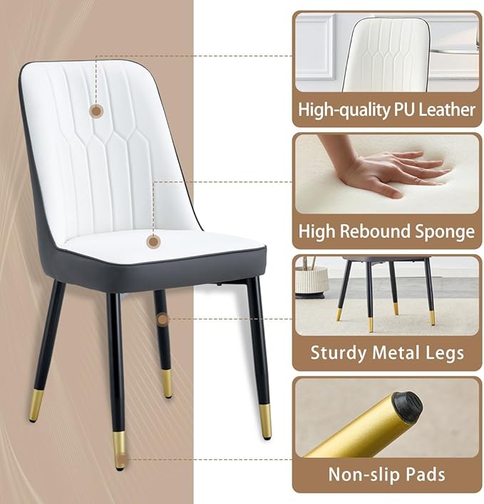 Modern Dining Table Set for 4, 62'' Sintered Stone Table, 4 Chairs, Easy to Assemble