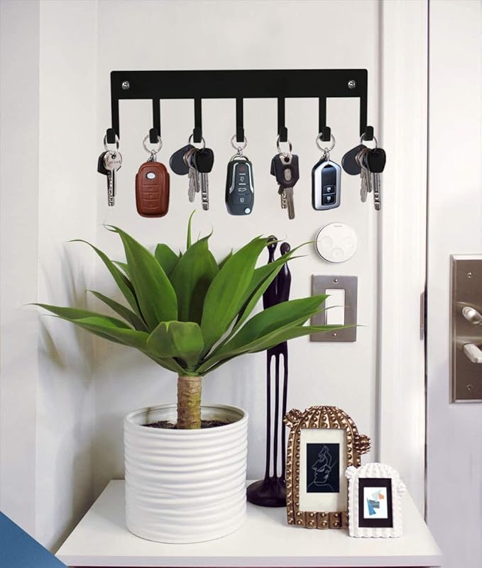 Myartte Key Holder Key Hooks Wall Decorative Zinc Alloy Key Organizer Rack with Screws and Sticker for Entryway, Kitchen, Bedroom, Organize Car Keys, House Keys, Small Accessories and Jewelry
