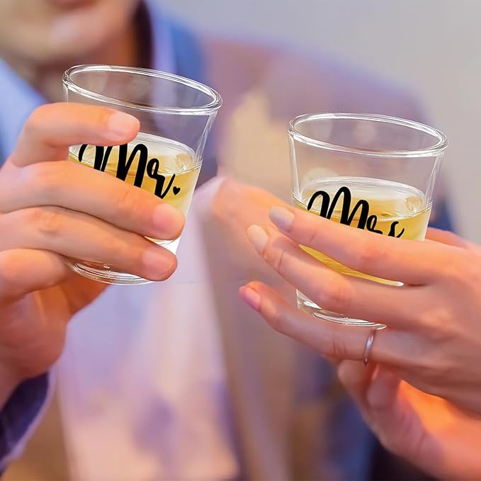 Fiancé Christmas Engagement Gifts for Couples - Stemless Engagement Wine & Whiskey Glasses for Newly Engaged Couples, Mr and Mrs, Wedding Planning Wine Bag