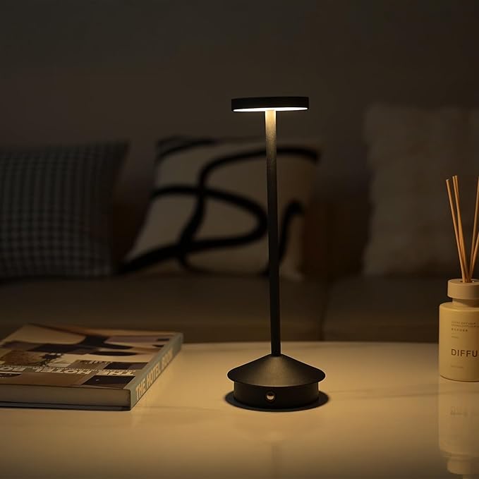 Orbit LED Cordless USB-C Re-Chargeable Desk Lamp, 5200mAh Battery Operated with 3 Color Temperature 2700K-3000K-3500K and Fingertip Touch On/Off Plus Dimming in Black (Pack of 2)