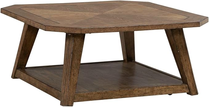 Liberty Furniture Carolina Park Opt 3 Piece Set for Living Room - Octagonal Cocktail Table, 2 Octagonal End Tables - Amber Brown Oak