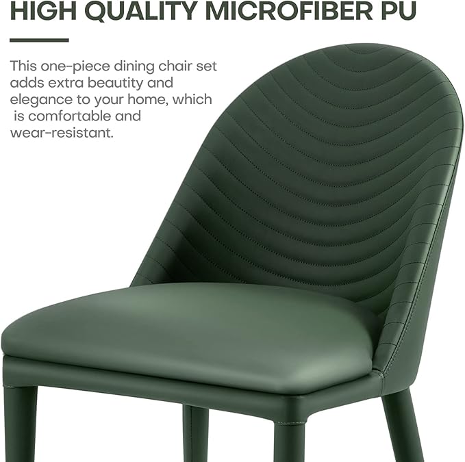 Dining Chairs Set of 4, Modern Full Assembled Faux Leather Upholstered Kitchen ChairaSide Chair with Backrests, Dinner Chairs for Kitchen Dinning Room, Jade Green