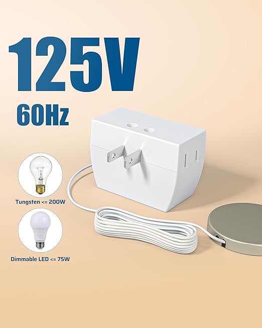 DEWENWILS 2 Pack Touch Dimmer Switch, Touch Pad Control with 3 Levels of Dimming, Dimmable LED/CFL Lights, and Incandescent Bulbs, Extension Cord, ETL Listed, White