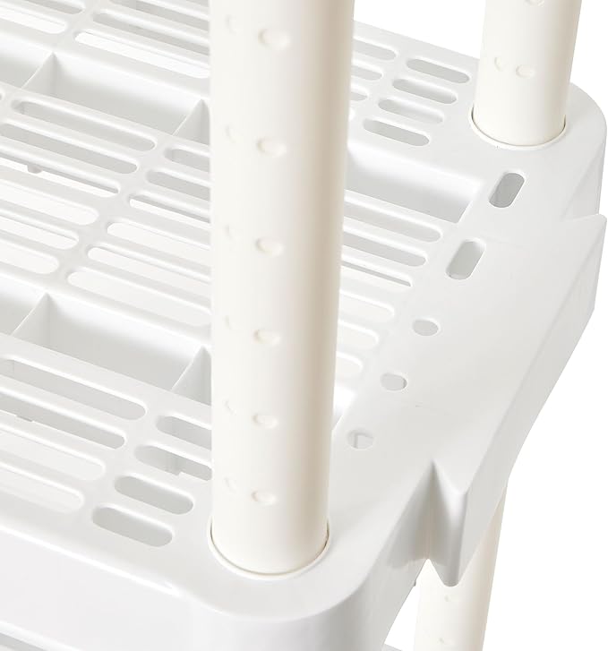 Gracious Living 14 x 32 x 54.5 Inch 4 Tier Adjustable Ventilated Medium Duty Shelving Units for Home, Garage, Basement, and Laundry, White