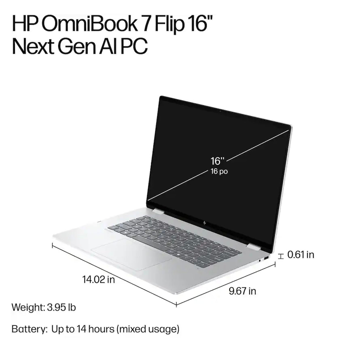 HP OmniBook 7 Flip 2-in-1 Laptop 16" Intel Ultra 7-258V, 32GB DDR5/1TB SSD
