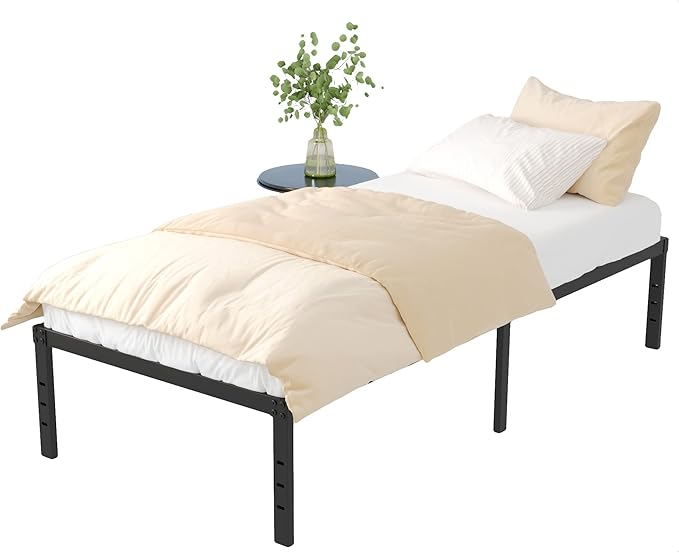 Twin Bed Frames No Box Spring Needed, 16 Inch Heavy Duty Metal Bed Frame Twin Support Up to 2500 lbs, Easy Assembly, Noise Free, Black