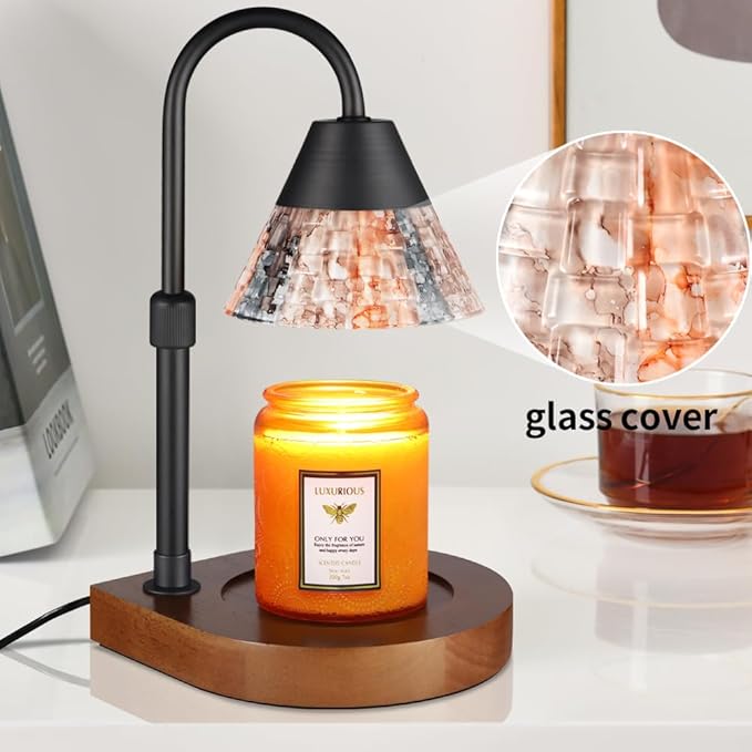 Dimmable Candle Warmer Lamp with Timer, Electric Wax Melt Warmer for Scented Jar Candles Adjustable Height Mothers Day Birthday Gifts for Women Mom Grandma, Home Offices Decor Light(Mixed color Glass)