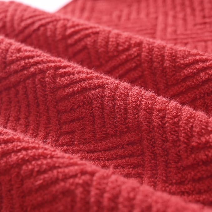 sense gnosis Red Hand Towel Set of 2 Premium 100% Cotton Herringbone Striped Weave Ultra Soft Highly Absorbent Hand Towel for Bathroom 13 X 29 Inch