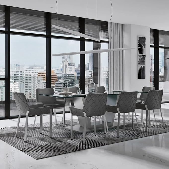 ZURI Sydney Gray Leatherette Dining Chair with Brushed Stainless Steel Legs