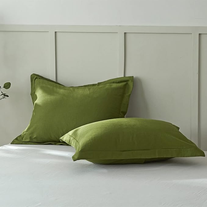 Simple&Opulence French Linen Duvet Cover Set 104"x 92"- 3 Pieces (1 Comforter Cover,2 Pillowcases)-Natural Flax Cotton Blend-Solid Color Breathable Farmhouse Bedding-Forest Green, King