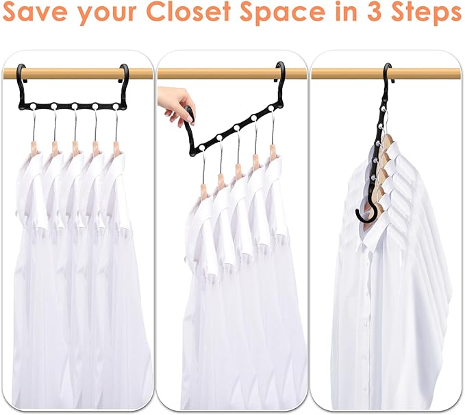 Magic Clothes Hangers Space Saving, Premium Closet Organizers and Storage, Sturdy Plastic Cascading Hanger with 5 Holes for Heavy Clothes, College Dorm Room Essentials, 4 Pack