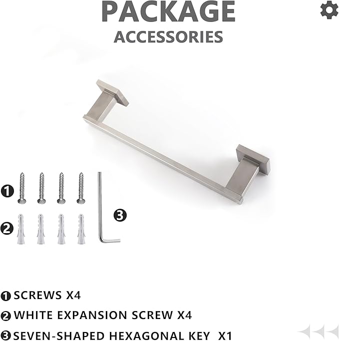 LANC Hand Towel Bar for Bathroom Wall Mounted Brushed Nickel Bathroom Towel Ring 12-Inche Stainless Steel Towel Rod for Toilet Hand Towel Holder Towel Rack Towel Hanger, A9010BN-L3