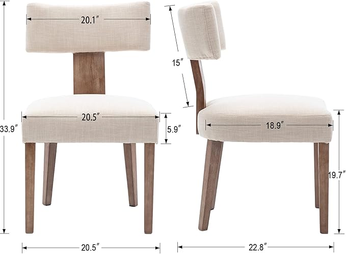 Dining Chairs Set of 2, Upholstered Kitchen Chairs with Mid Back, Modern Recycled Polyester Dining Room Chairs Modern Wood Chairs for Living Room/Home Office/Reception