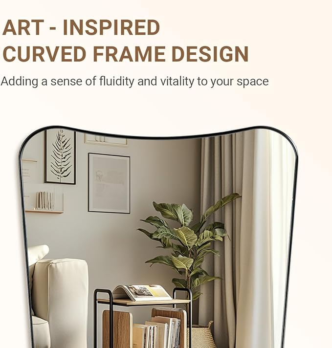 ANDY STAR Brushed Nickel Bathroom Mirror, 22x30 Silver Metal Framed Mirrors for Bathroom, Irregular Wall Mirror in Anti-Rust Stainless Steel Frame, Unique Shape Frame Ideal for Home Remodel