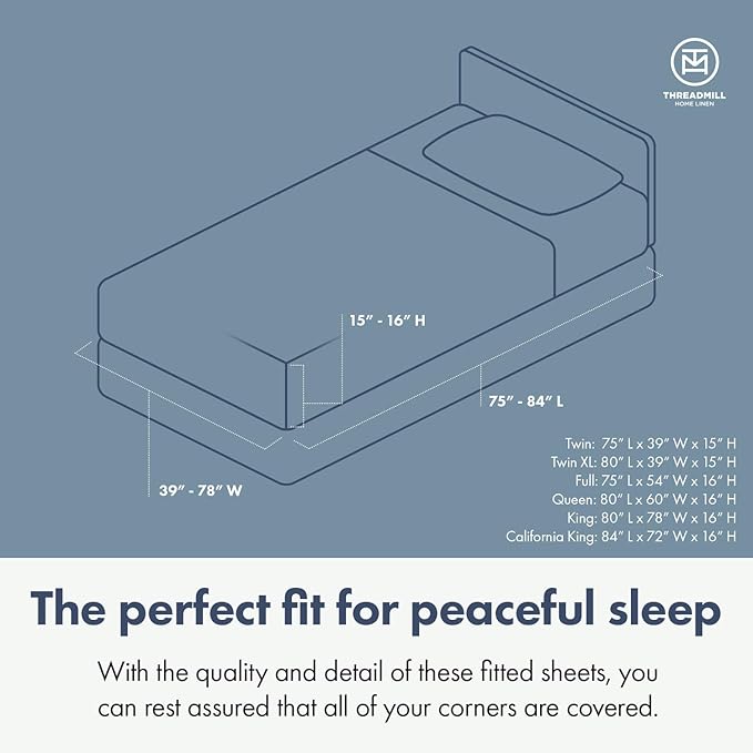 Threadmill 100% Cotton Sheets for Cal King Size Bed - 600 Thread Count Cal King Bed Sheets Set with 16” Deep Pocket - Damask Stripe Sateen Weave 4-Piece Bedding Set with Cooling Effect, Dark Grey