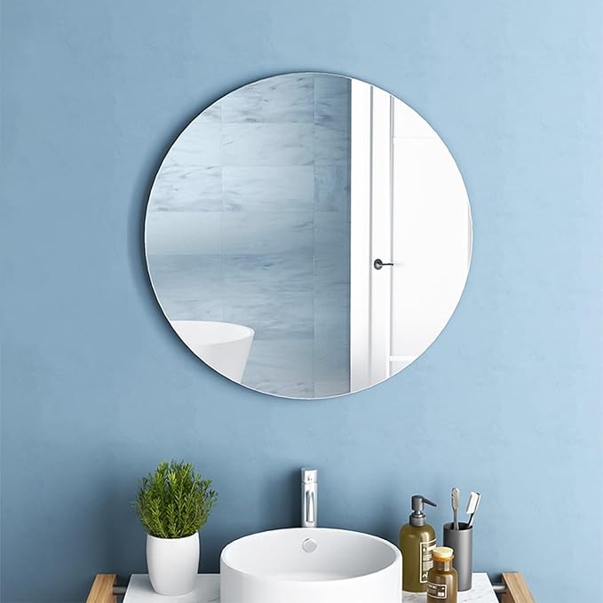 DARENYI 12'' Round Wall Mirror Tiles High Clear Reflecticon Self Adhesive Acrylic Mirror Sheets Circle Stickers for Bathroom, Bedroom, Door, Home Decor