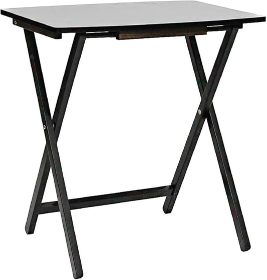 PJ Wood 5 Pack XL Oversize Tray Table for Living Room or Kitchen, Indoor TV Tray Set for Small Spaces and Family Gatherings, Black