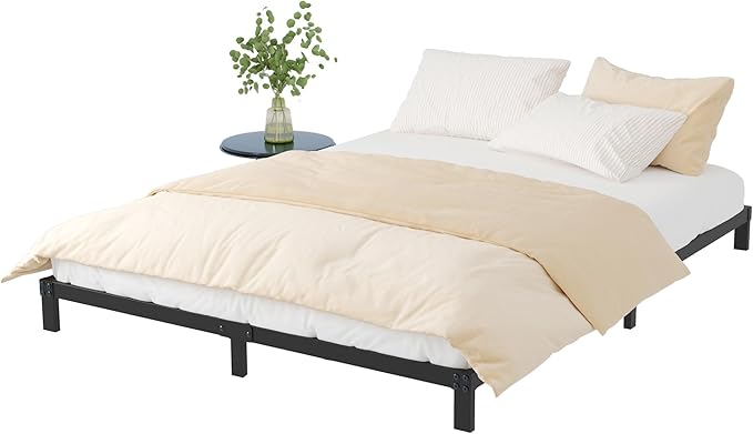 King Size Bed Frame No Box Spring Needed, 8 Inch Heavy Duty King Platform Bed Frame Support Up to 3000 lbs, Easy Assembly, Noise Free, Black