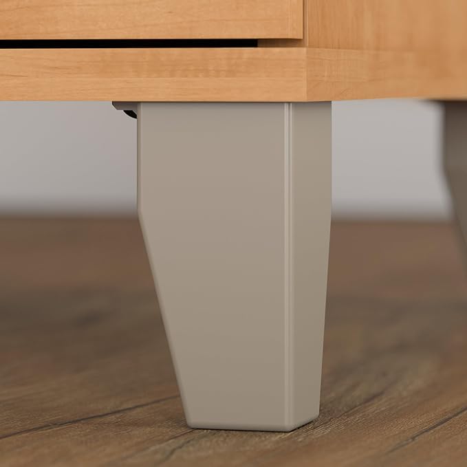 Bush Furniture Somerset 72W 3 Position Sit to Stand L Shaped Desk with Hutch in Maple Cross | Adjustable Height Table for Office
