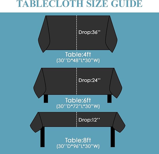 VidaFete Tablecloth 60 * 120inch 10 Pack Rectangle Table Cloth Polyester, Stain Wrinkle Resistant Dining Table Cover for Kitchen Dinning Party Wedding Rectangular Tabletop Buffet Decoration(Black)