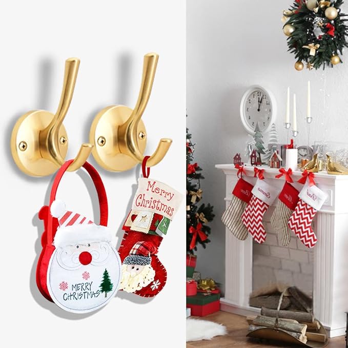 ZUONAI Gold Hooks 4 Pack Towel Hooks Gold Brushed Gold Wall Hooks Heavy Duty Metal Coat Hooks for Hanging Coats and Hat Hooks Wall Mounted Towel Hook for Bathrooms