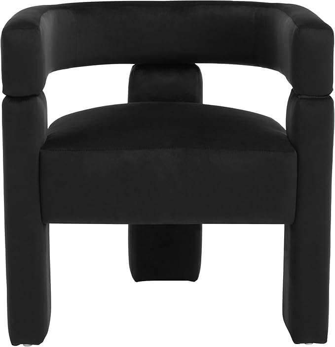 Modern Barrel Dining Chair Upholstered Velvet Dining Room Chair with Arms Comfy Side Chair for Kitchen/Living Room/Reception, Black