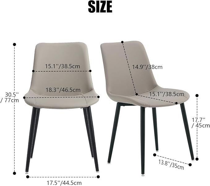 Leather Dining Chairs Set of 6, Mid Century Modern Faux Leather Kitchen & Dining Room Chairs, Comfortable Dinner Chair Kitchen Chair for Restaurant Living Room, Cafe, Home (6, Young Colt)