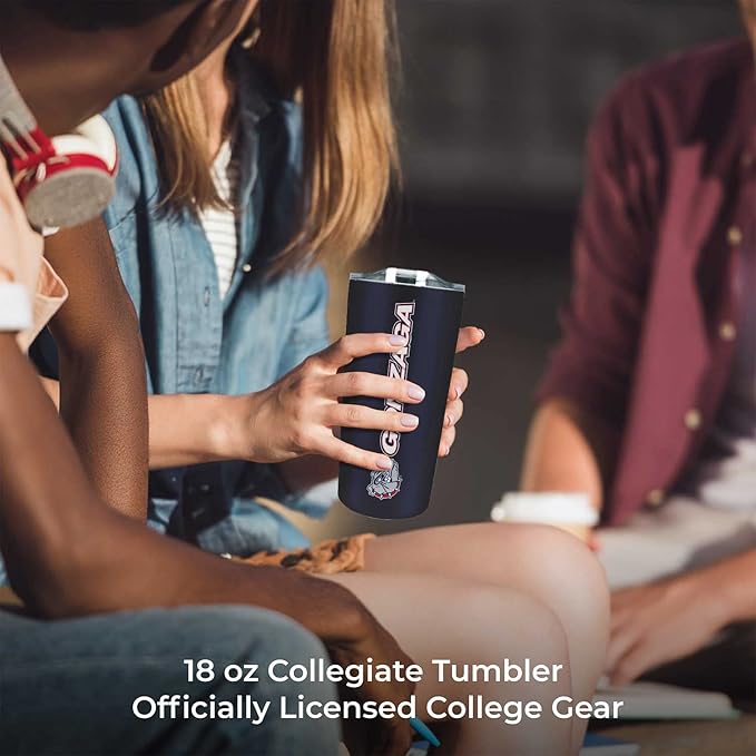 Campus Colors NCAA Stainless Steel Tumbler perfect for Gameday - 18 oz - Double Walled - Keeps Drinks Perfectly Insulated (Gonzaga Bulldogs - Navy)