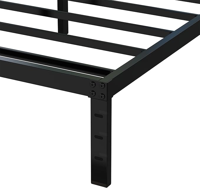 King Size Bed Frame No Box Spring Needed, 12 Inch Heavy Duty King Platform Bed Frame Support Up to 3000 lbs, Easy Assembly, Noise Free, Black
