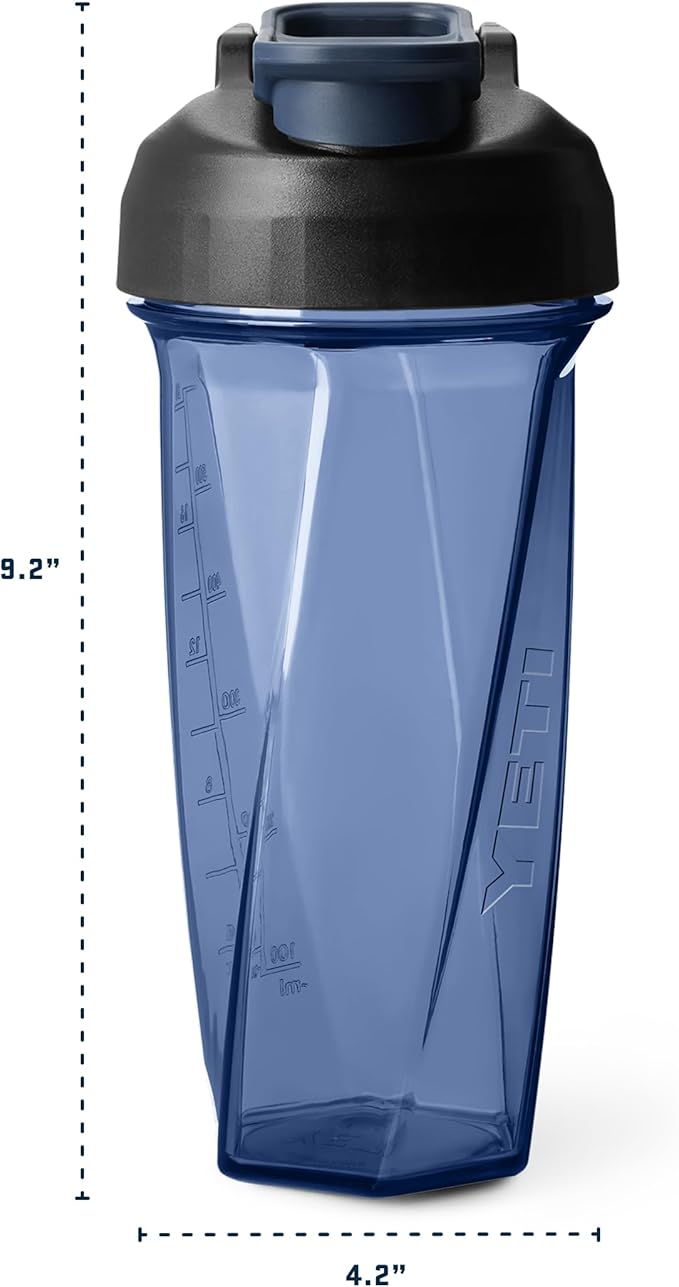 YETI Yonder Helimix Vortex Blender Shaker Bottle Holds up to 27oz | No Blending Ball or Whisk | USA Made | Portable Pre Workout Whey Protein Drink Shaker Cup | Dishwasher Safe, Navy