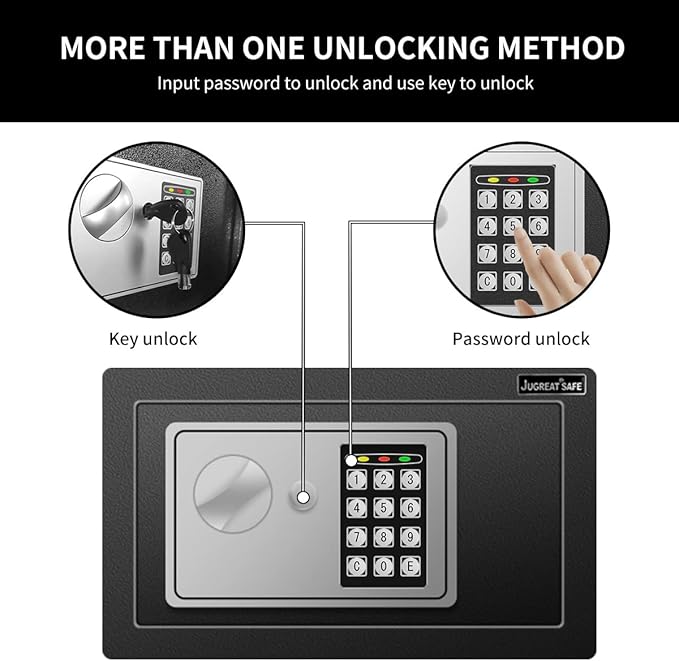 JUGREAT 37 Keys Cabinet with Sensor Light,Electronic Key Safe,Pin Code Keyless Storage Box for Keys,Secure Wall Mount Safe with 37 Key Tags