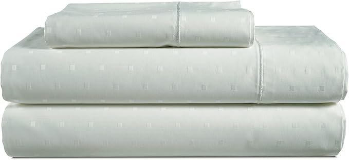 LANE LINEN 100% Egyptian Cotton Bed Sheets Twin Extra Long Sheet Set, Sateen Weave, Luxury Hotel Sheets, Perfect for Dorm Room & Hospital Beds, Jaquard Swiss Dot - Mineral