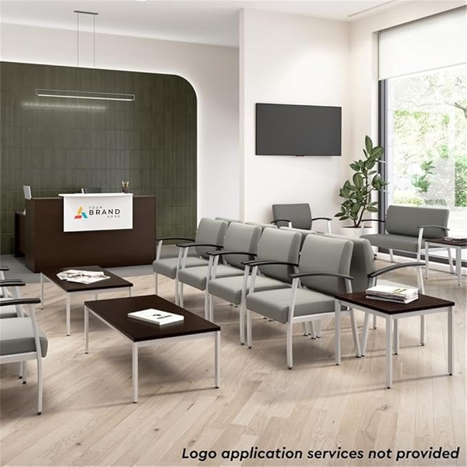 Bush Business Furniture Arrive 72W x 30D Reception Desk with Shelf in Mocha Cherry, Modern Receptionist Station for Office Waiting Room