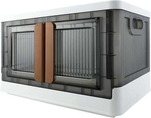 Storage Bin, Cabinet with Lids, 8.4 Gallon Capacity, With Double Door and Lock, Foldable, Plastic, Underbed or Countertop Use, Home Organizer