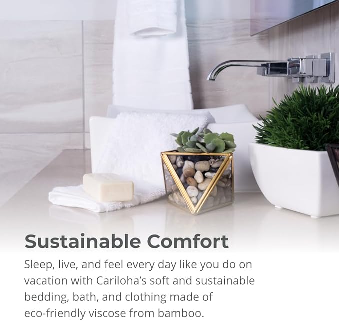 Cariloha Hand Towel | Ocean Mist | 16"x24" | Turkish Cotton & Viscose Material Blend | Extra Smooth, Odor Resistant and Highly Absorbent
