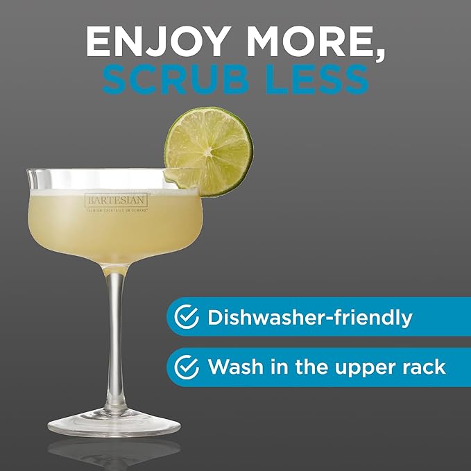 Bartesian Cocktail Glass Sets - Lowball Drinking Glassware for Cocktails & Mocktails - Bar Glasses for Martini, Margarita, Pina Colada, Whiskey Sour, Old Fashioned - Set of 2