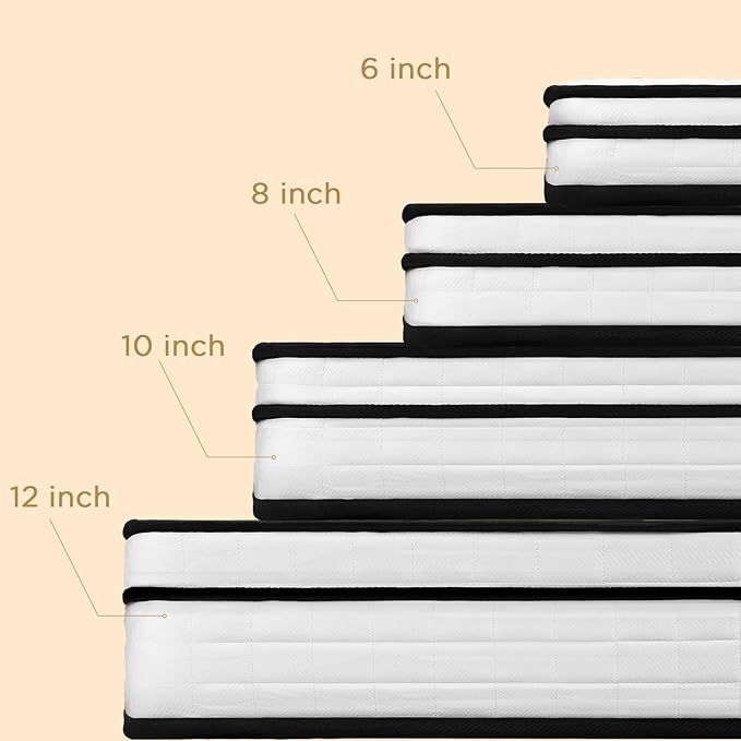 Hybrid Full Size Mattress, 10 Inch-Medium Firm Feel, Mattress in a Box, Individual Pocketed Springs for Motion Isolation, Cooling & Soft Fabric, Pressure & Back Pain Relief, Strong Edge Support