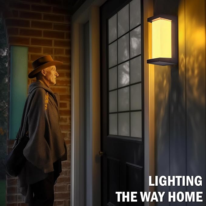 wowlite Exterior Lighting Fixtures 1 Pack, 12W Outdoor Wall Lights 3000k 4000k 6500k 3 Colors Changeable, Modern Outdoor Light Fixture Aluminum LED Front Porch Light for House Patio Front Door