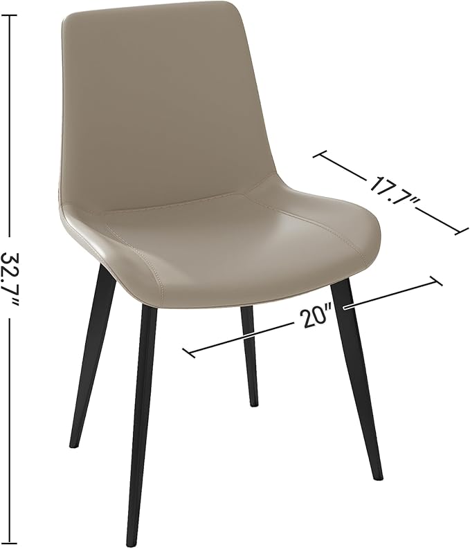 Dining Chairs, Modern PU Leather Dining Room Chair with Sturdy Metal Legs, Upholstered Seat Dinner Chairs Accent Side Chairs for Indoor Kitchen Living Room Restaurant Cafe (Cream, Set of 6)