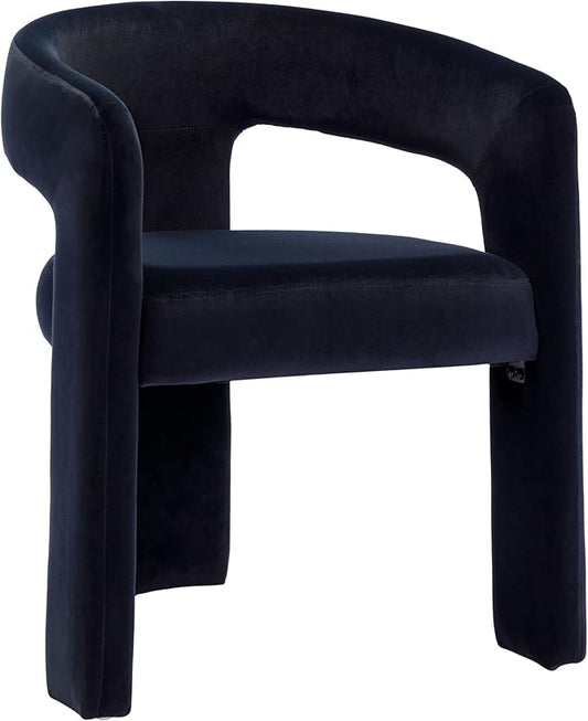 Modern Velvet Fabric Upholstered Dining Chairs with Open-Back, Cute Barrel Side Chairs Kitchen Armchair Accent Chairs for Dining Room Bedroom, Black
