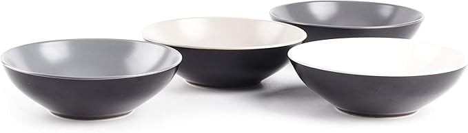 Colors Life 16pc Dinnerware Set, Very Cool - 4 Assorted Colors of Grey, Light Grey, Light Beige and White