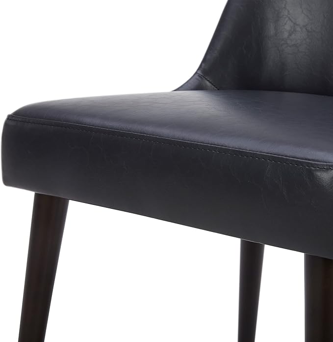 CHITA Mid-Century Modern Dining Chair, Upholstered Fabric Accent Chairs, Set of 2, PU Leather in Black (Dark Gray)